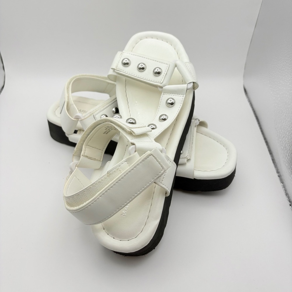Marc Fisher Womens 7.5 MF KIZZY Platform Sandals White Studded Strappy